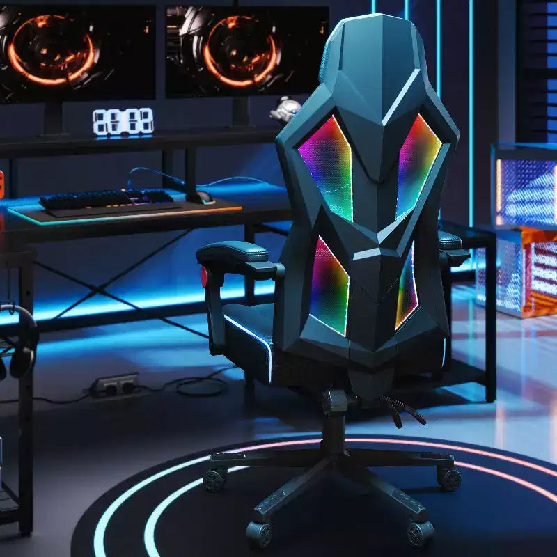 Chaise de jeu Bestier en tissu respirant avec éclairage LED RVB et accoudoirs réglables