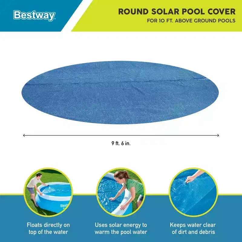 Bâche solaire ronde Bestway pour piscines rondes hors sol de 3,05 m – Maintien de la chaleur et protection contre les débris pour piscines extérieures