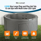 Spa de 4 places LifeSmart, bain à remous extérieur avec couverture et lumières LED, circulaire, taupe - Machine de spa hors sol avec accessoires pour la maison et l'usage personnel