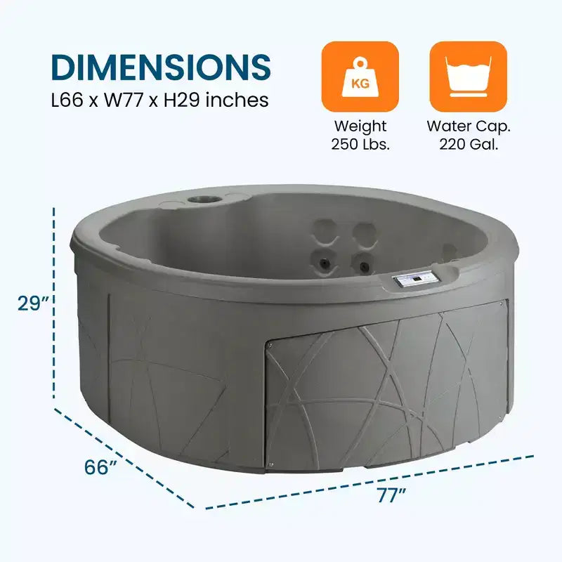 Spa de 4 places LifeSmart, bain à remous extérieur avec couverture et lumières LED, circulaire, taupe - Machine de spa hors sol avec accessoires pour la maison et l'usage personnel