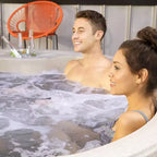 Spa de 4 places LifeSmart, bain à remous extérieur avec couverture et lumières LED, circulaire, taupe - Machine de spa hors sol avec accessoires pour la maison et l'usage personnel