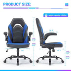 Chaise de jeu Bestier, chaise pivotante d'ordinateur en cuir PU avec soutien lombaire, dossier réglable et accoudoir rabattable pour chaise de bureau à domicile