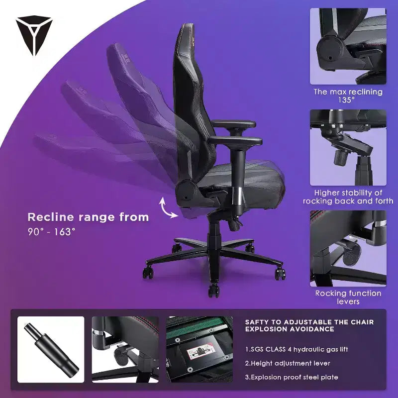 AMERLIFE Sedia da gaming ergonomica per PC - Supporto lombare Poggiatesta Braccioli 4D Sedia da computer