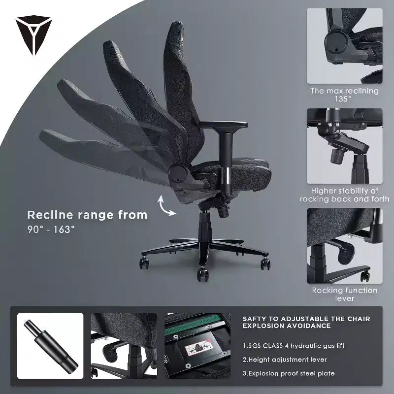 AMERLIFE Sedia da gaming ergonomica per PC - Supporto lombare Poggiatesta Braccioli 4D Sedia da computer