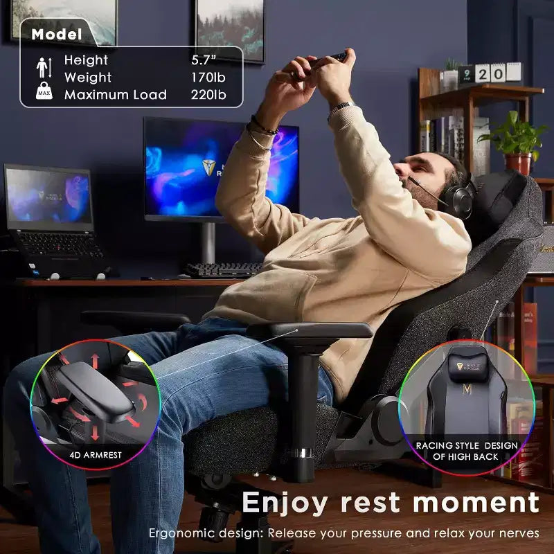 AMERLIFE Sedia da gaming ergonomica per PC - Supporto lombare Poggiatesta Braccioli 4D Sedia da computer