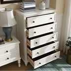 Commode classique en bois blanc à 5 tiroirs