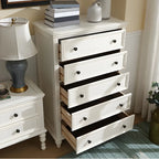 Commode classique en bois blanc à 5 tiroirs