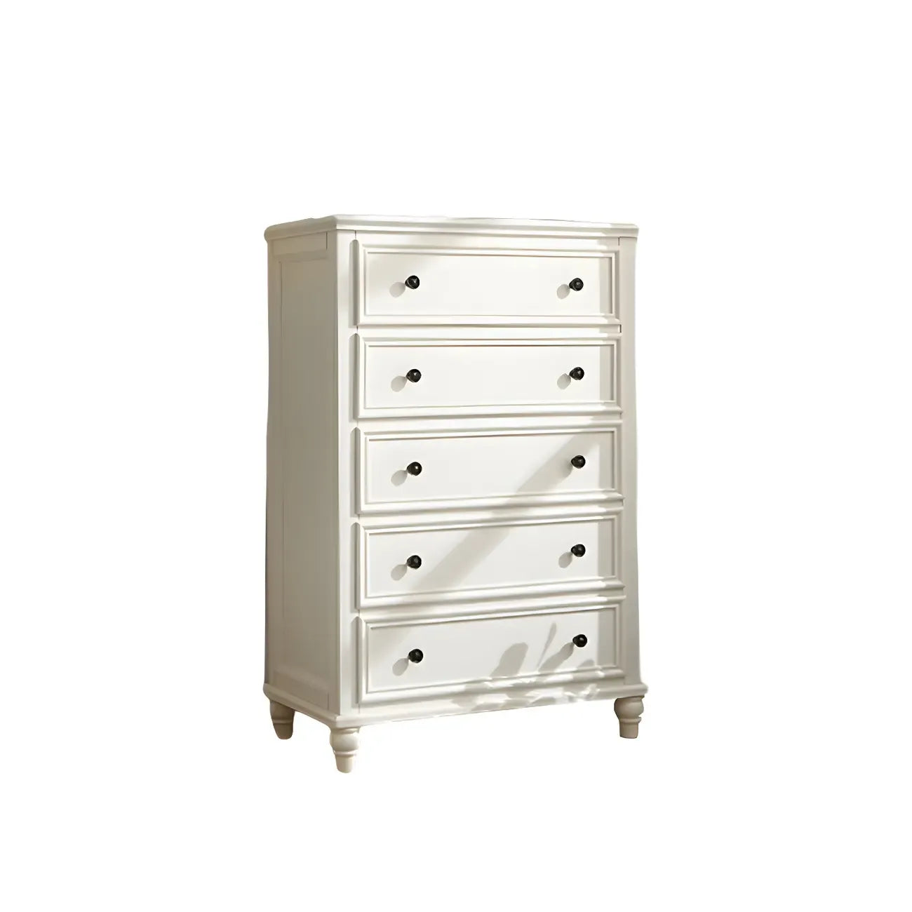 Commode classique en bois blanc à 5 tiroirs