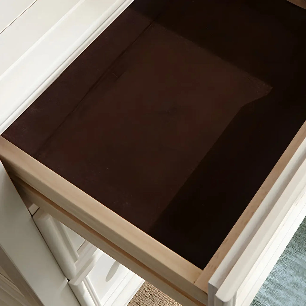 Commode classique en bois blanc à 5 tiroirs