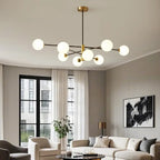 Lustre Sputnik moderne à 8 lumières en verre et globes