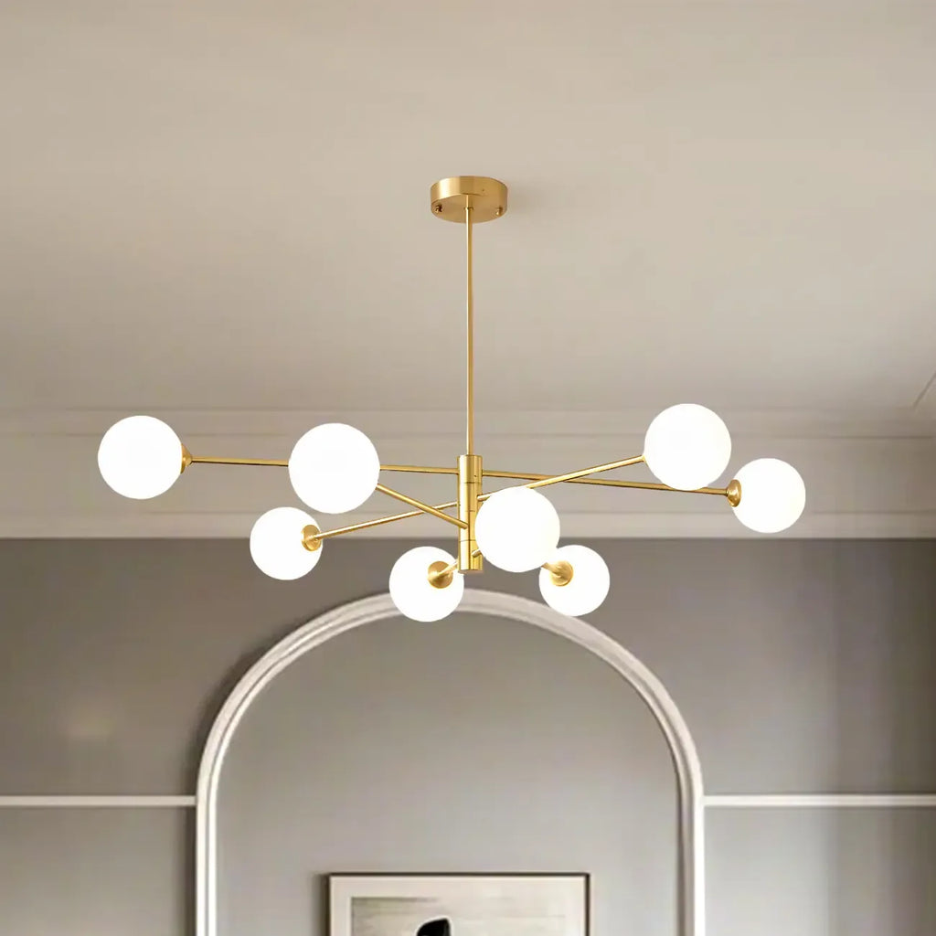 Lustre Sputnik moderne à 8 lumières en verre et globes