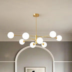 Lustre Sputnik moderne à 8 lumières en verre et globes