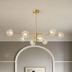 Lustre Sputnik moderne à 8 lumières en verre et globes