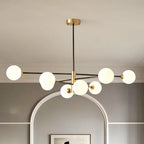 Lustre Sputnik moderne à 8 lumières en verre et globes
