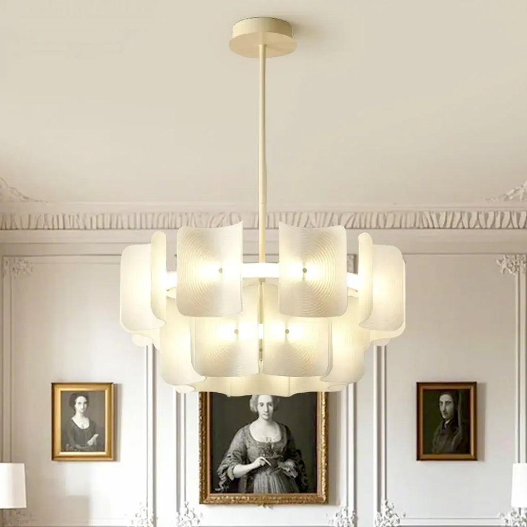 Lustre moderne à LED avec lecteur d'empreintes digitales et variateur à trois vitesses