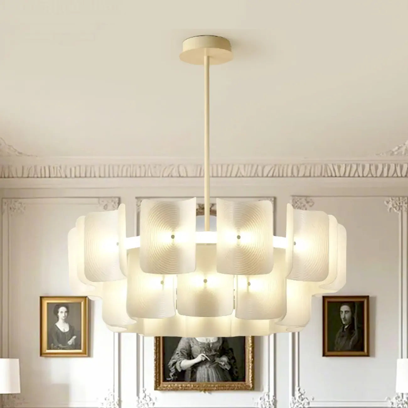 Lustre moderne à LED avec lecteur d'empreintes digitales et variateur à trois vitesses
