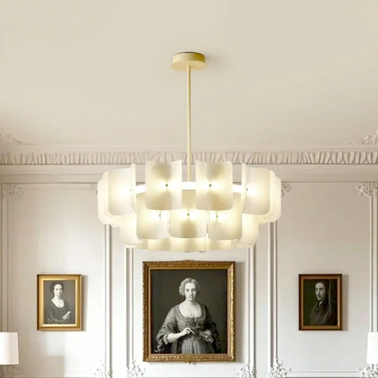 Lustre moderne à LED avec lecteur d'empreintes digitales et variateur à trois vitesses