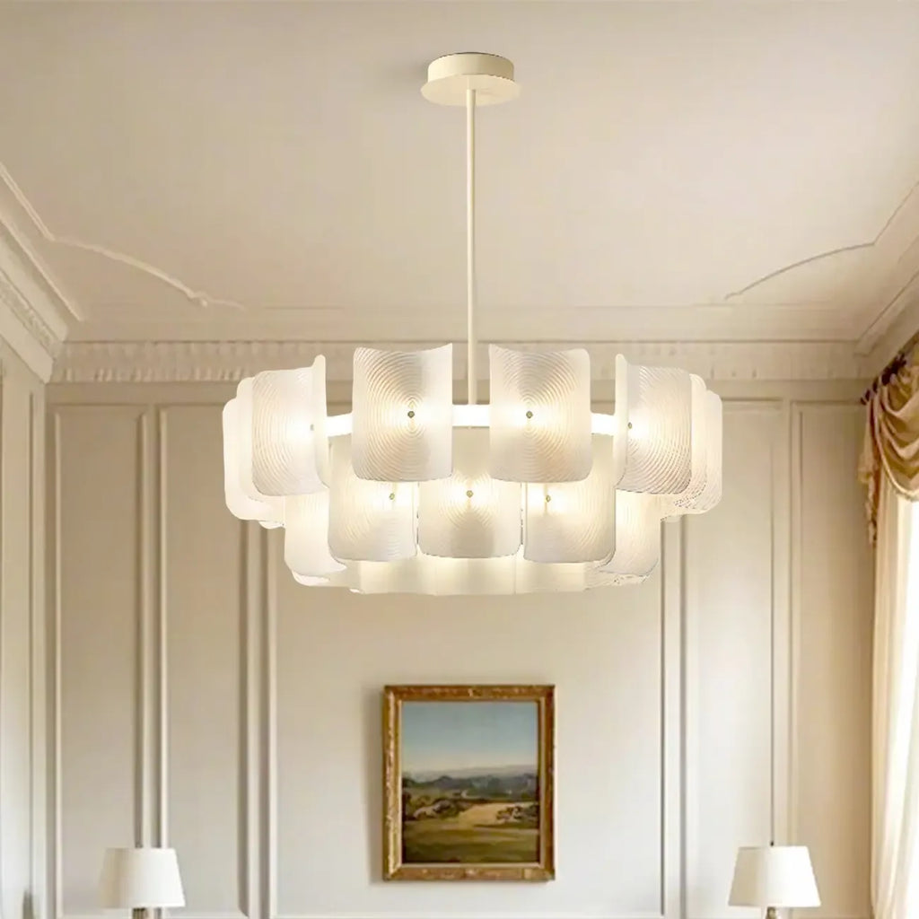 Lustre moderne à LED avec lecteur d'empreintes digitales et variateur à trois vitesses