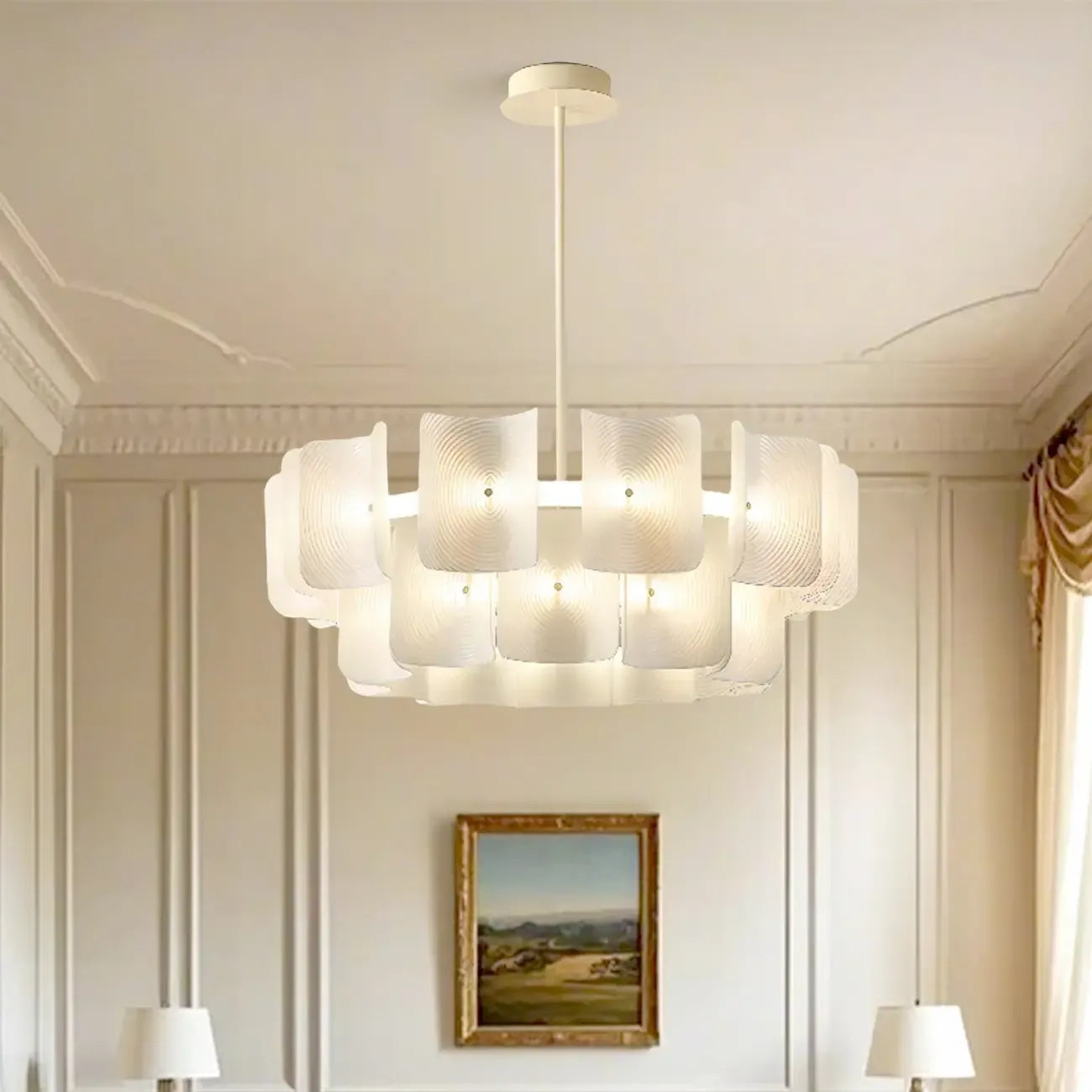 Lustre moderne à LED avec lecteur d'empreintes digitales et variateur à trois vitesses