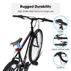 BAMCBASE 24 26 Mountain Bike, 18 velocità, telaio in acciaio ad alto tenore di carbonio, bicicletta MTB sportiva per adulti