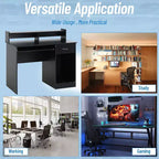 FDW Scrivania per Computer Scrivania da Ufficio Scrivania da Gaming Multifunzionale con Cassetti Vassoio per Tastiera, Nero