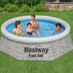 Ensemble de piscine hors-sol Bestway, piscine gonflable ronde de 2,44 m x 61 cm pour jardin extérieur avec une capacité d'eau de 1881 litres et une pompe de filtration de 1249 L/h, lot de 2