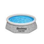Ensemble de piscine hors-sol Bestway, piscine gonflable ronde de 2,44 m x 61 cm pour jardin extérieur avec une capacité d'eau de 1881 litres et une pompe de filtration de 1249 L/h, lot de 2