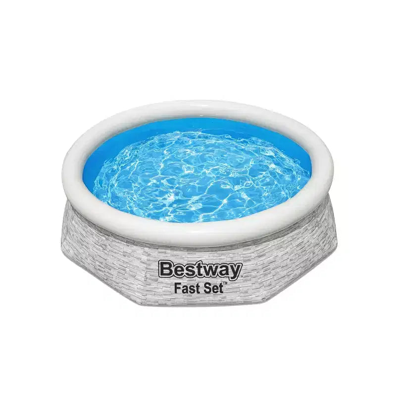 Ensemble de piscine hors-sol Bestway, piscine gonflable ronde de 2,44 m x 61 cm pour jardin extérieur avec une capacité d'eau de 1881 litres et une pompe de filtration de 1249 L/h, lot de 2