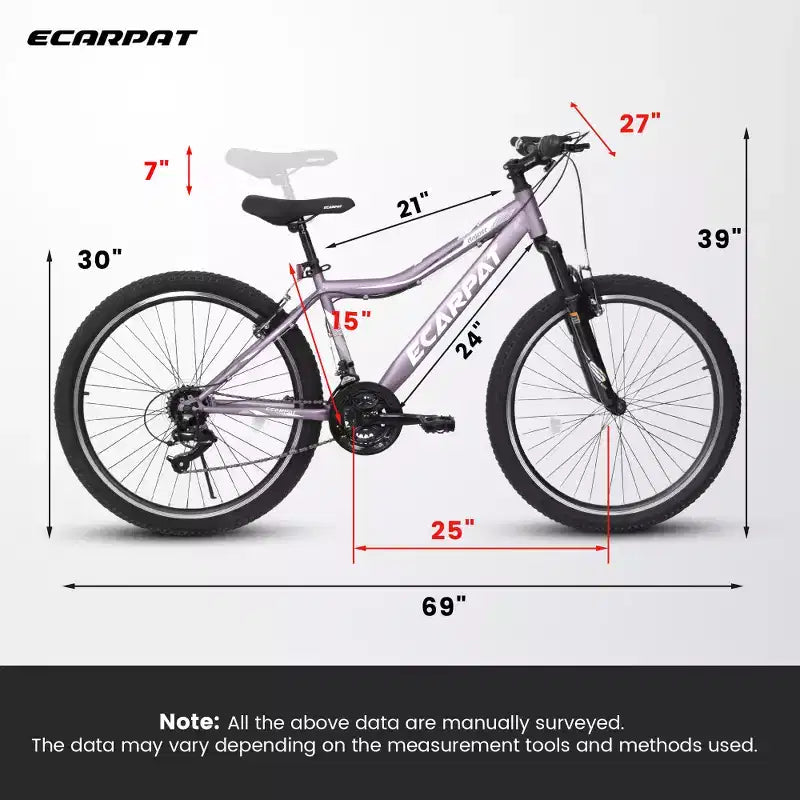 Mountain bike Zeus & Ruta 26 con 21 velocità, sospensione anteriore, freno a V, telaio in acciaio al carbonio, per ragazzi e donne
