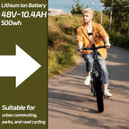 Bicicletta Elettrica per Adulti, Ebike Pieghevole con Pneumatici Fat da 20 x 4.0, Batteria Rimovibile da 500W 48V e Cambio a 7 Velocità Ideale per il Pendolarismo