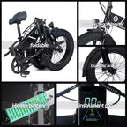 Bicicletta Elettrica per Adulti, Ebike Pieghevole con Pneumatici Fat da 20 x 4.0, Batteria Rimovibile da 500W 48V e Cambio a 7 Velocità Ideale per il Pendolarismo