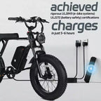 Vélo électrique tout-terrain pour adultes, pneus larges 20 x 4,0, moteur 750W avec batterie amovible 48V 15,6Ah