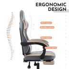Chaise de jeu, chaise d'ordinateur ergonomique avec repose-pieds et support lombaire massant, chaise de jeu vidéo pivotante et réglable en hauteur