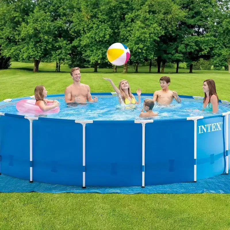 Piscine Hors Sol Ronde Intex 15' X 48' avec Cadre Métallique, Lot de 6 Filtres et Kit d'Entretien