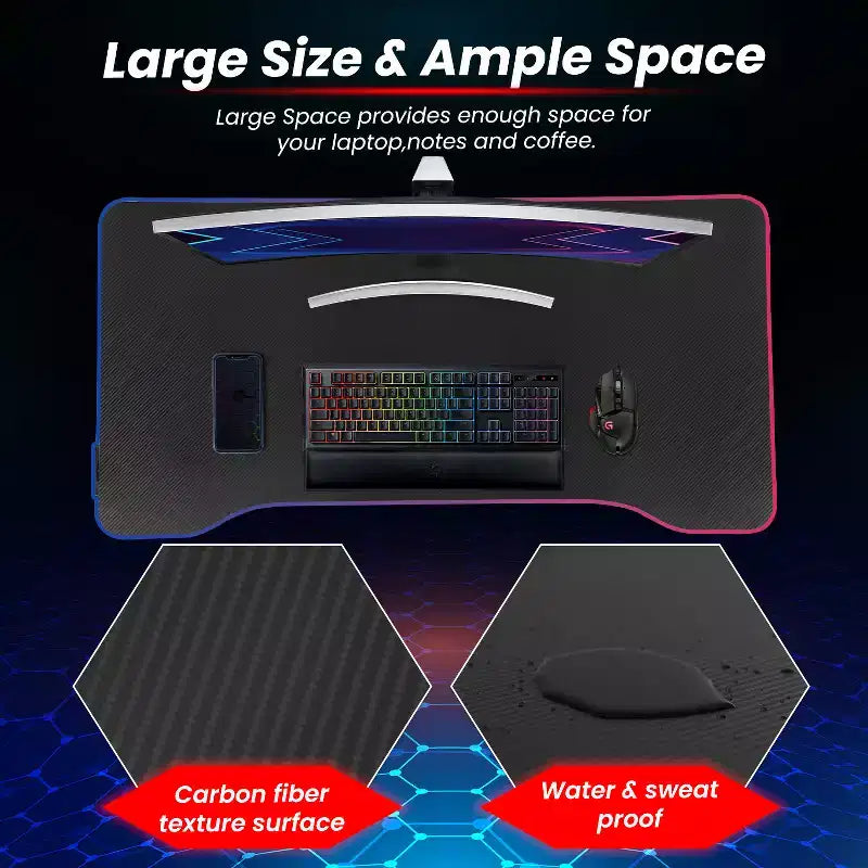 BestMassage Bureau d'ordinateur de 47 pouces, bureau de gaming, bureau d'écriture, bureau en T, bureau de PC avec porte-gobelet intégré, Rouge