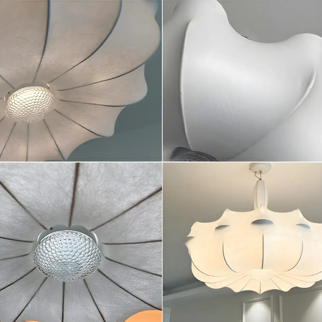 Lustre tambour moderne blanc en forme de fleur, hauteur réglable