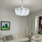 Lustre tambour moderne blanc en forme de fleur, hauteur réglable