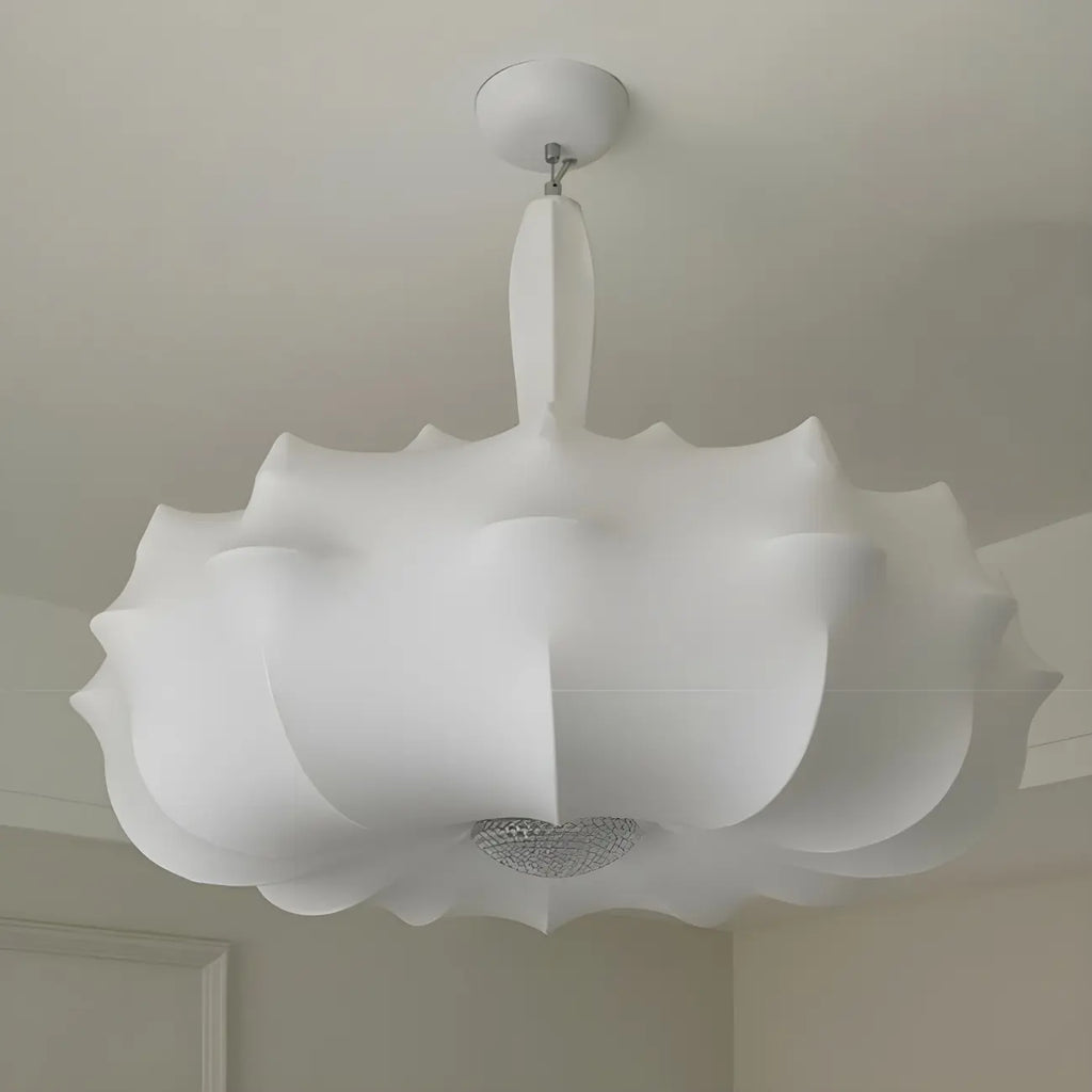 Lustre tambour moderne blanc en forme de fleur, hauteur réglable