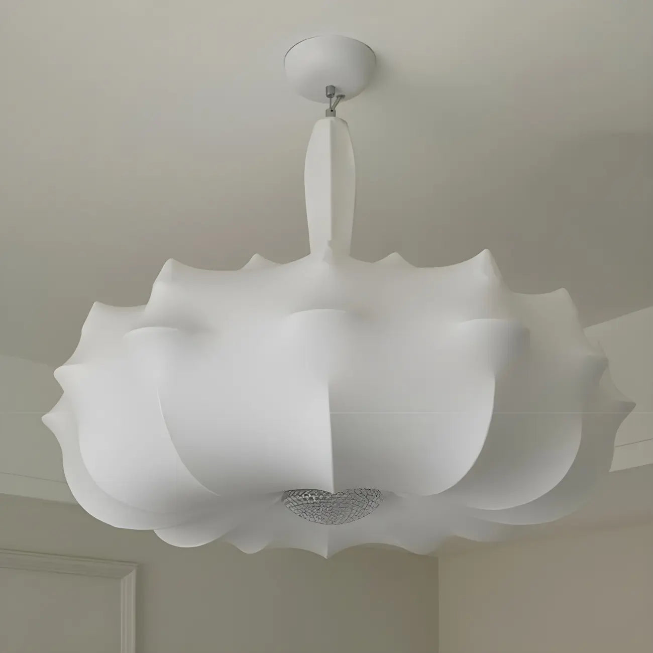 Lustre tambour moderne blanc en forme de fleur, hauteur réglable
