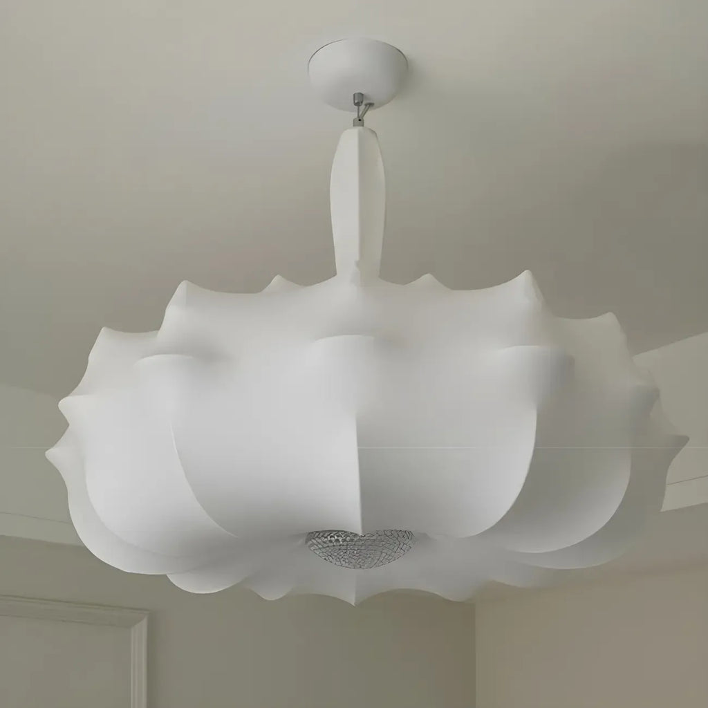 Lustre tambour moderne blanc en forme de fleur, hauteur réglable