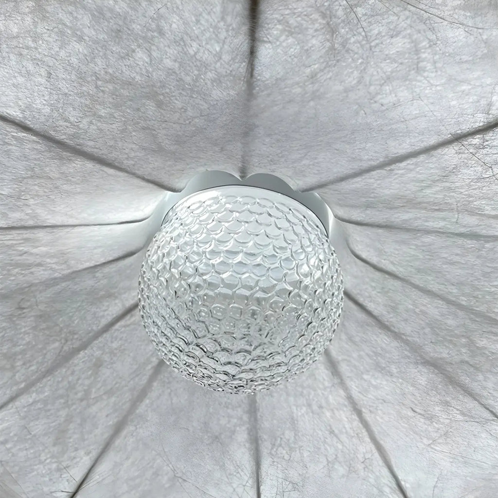 Lustre tambour moderne blanc en forme de fleur, hauteur réglable