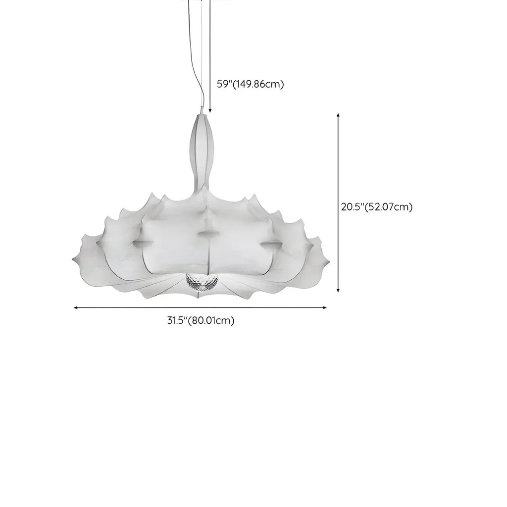 Lustre tambour moderne blanc en forme de fleur, hauteur réglable