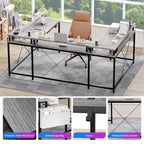 Bureau de jeu informatique en U CuisinSmart, bureau réversible en L avec support d'écran, grand bureau d'angle avec étagères de rangement