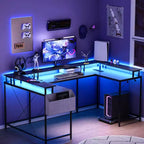 Bureau de jeu informatique en U CuisinSmart, bureau réversible en L avec support d'écran, grand bureau d'angle avec étagères de rangement