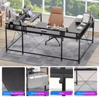 Scrivania a U, scrivania da gaming da 126 pollici con supporto per monitor e luci a LED, scrivania grande a forma reversibile con prese di corrente, scrivania da ufficio