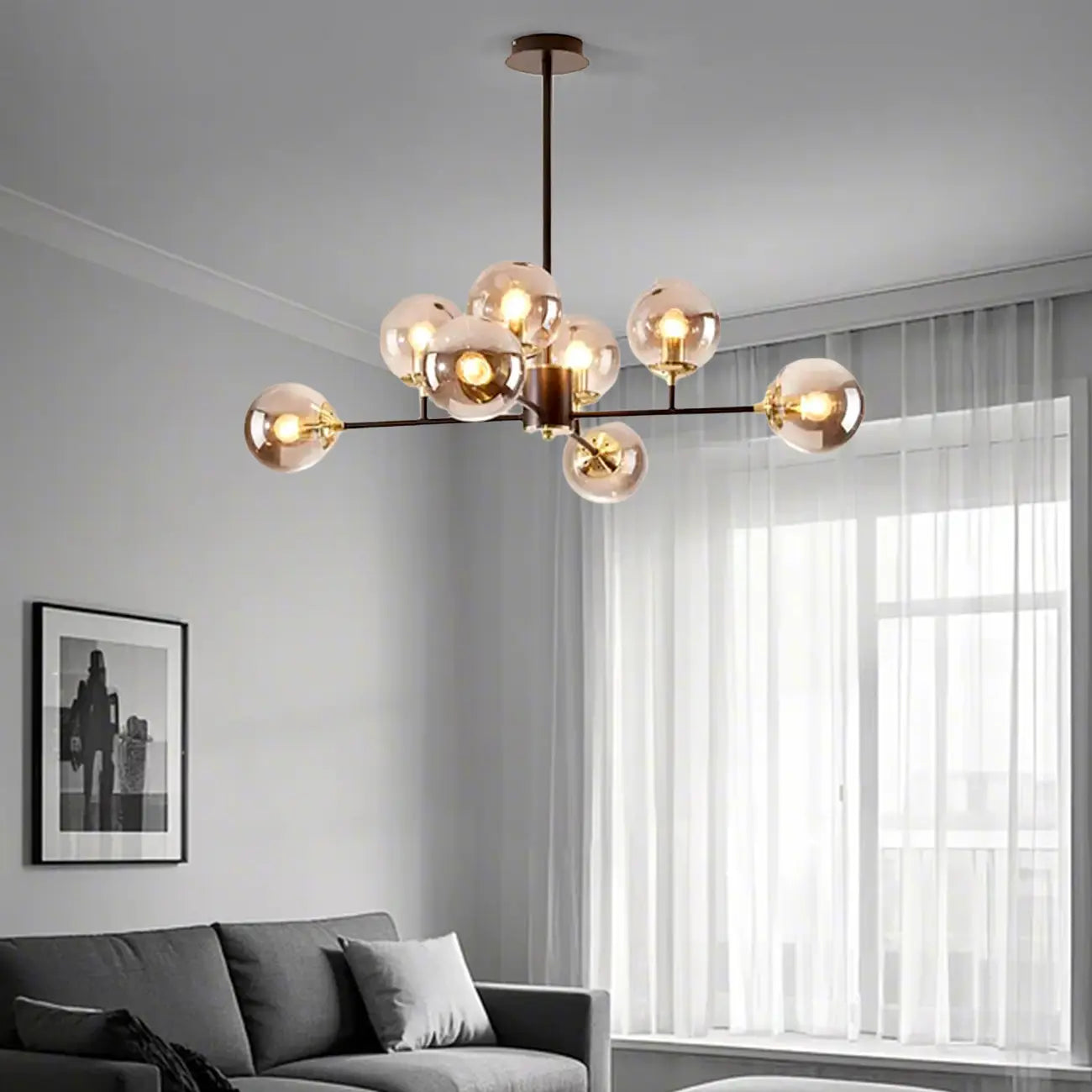 Lustre globe en verre moderne pour la décoration du salon