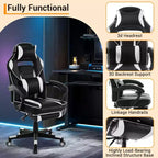 Sedia da gaming girevole a 360°, regolabile in altezza, con poggiapiedi estraibile e supporto lombare ergonomico, in pelle PU, per computer e ufficio, con poggiatesta