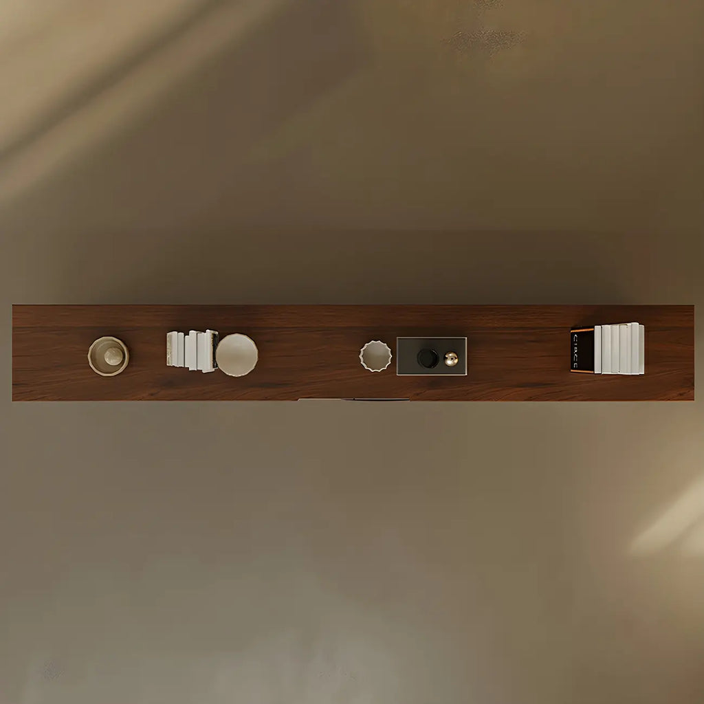 Meuble TV suspendu moderne en bois marron avec tiroirs de rangement