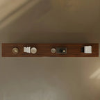 Meuble TV suspendu moderne en bois marron avec tiroirs de rangement