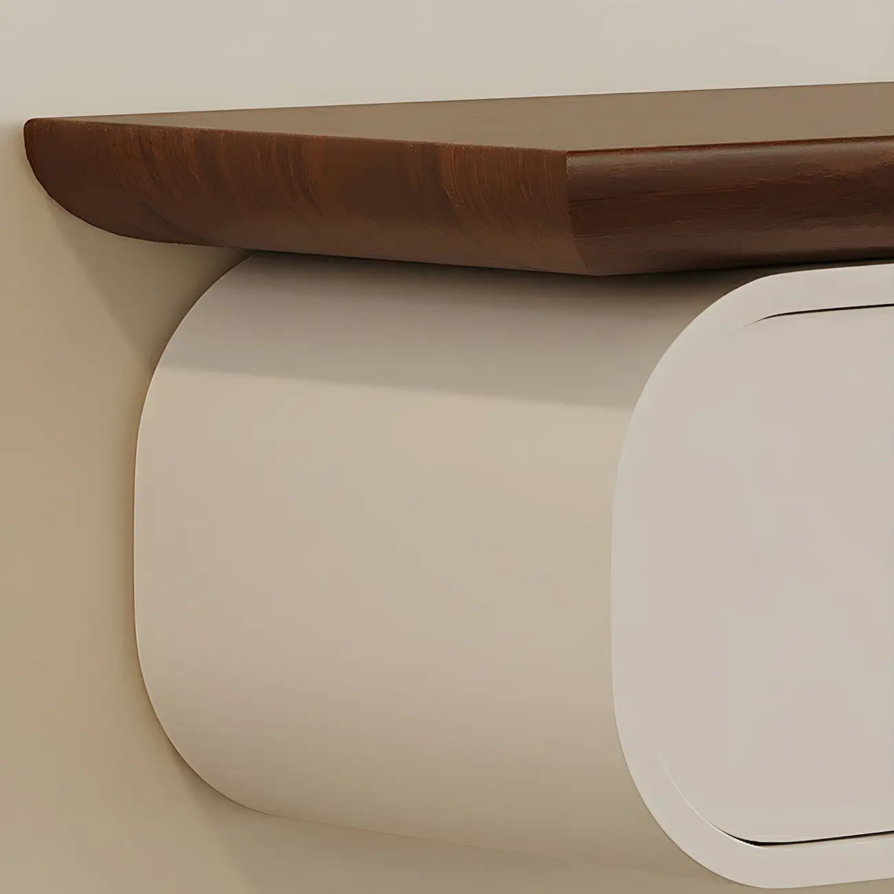 Meuble TV suspendu moderne en bois marron avec tiroirs de rangement